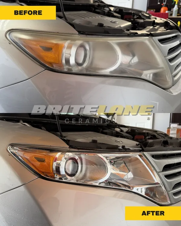 BriteLane Ceramics restoration photo, an oxidized and clouded lens corrected to a clear, ceramic sealed finish.